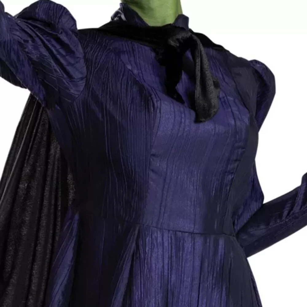 Wicked Witch Elphaba Halloween Costume 7/8 Purple Dress, Cape, Hat 3 Pc Girls
